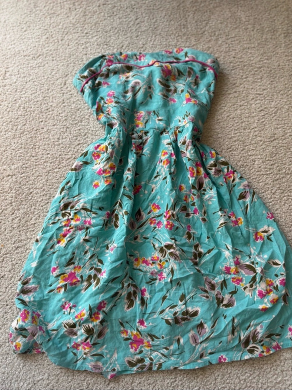 Xhilaration Turquoise Floral Sundress with Pink and Yellow Accents - 2000s y2k